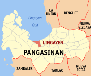 Mapa han Pangasinan nga nagpapakita kon hain nahamutang an Lingayen