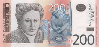 Portræt på serbisk pengeseddel, en Serbisk 200-dinar-seddel[4]