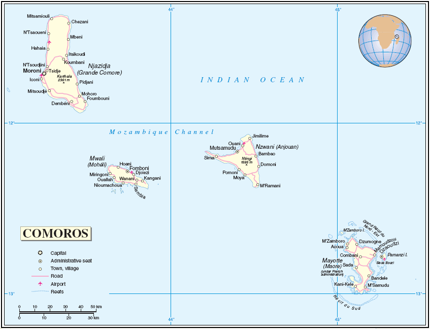 Mapa de 
Comoras