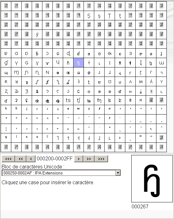 unicode table canvas