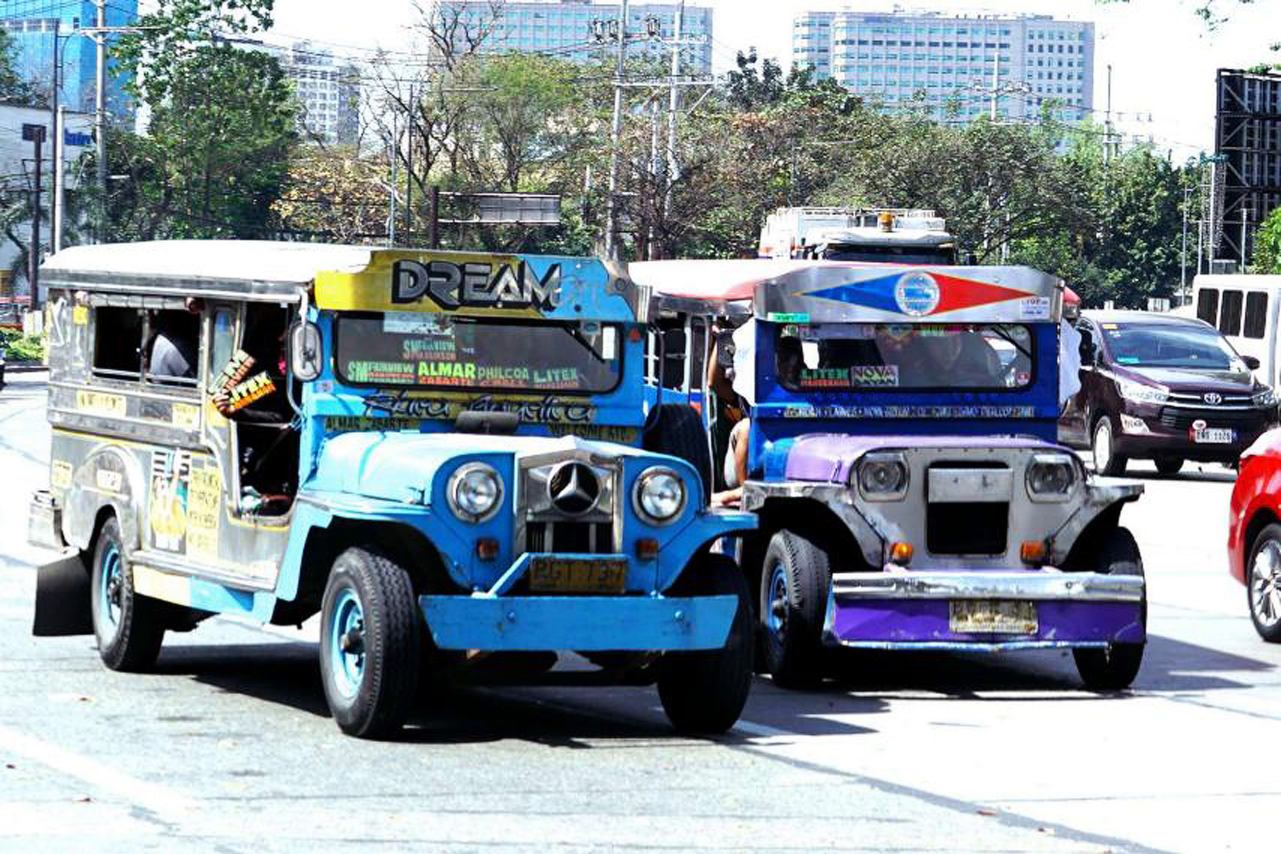 Traditional jeepneys along Elliptical Road in Quezon City on February 3, 2023
