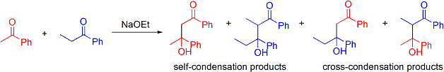 Four possible aldol reaction products