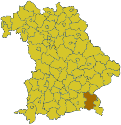 Landkreis Traunsteins beliggenhed i Bayern