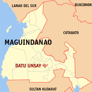 Mapa han Maguindanao nga nagpapakita kon hain nahamutangan an Datu Unsay