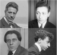 group of four photographs of men's heads and shoulders, all taken in the early part of the twentieth century