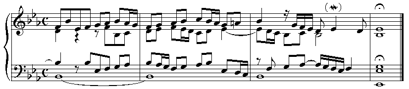 Last 4 bars of the E-flat major prelude from Ariadne musica.