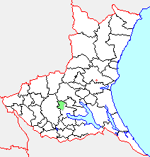 新治村の県内位置図