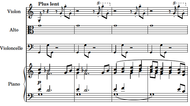 Partition pour quatuor avec piano