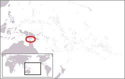 Vị trí của Quần đảo Eo biển Torres, giửa bán đảo Cape York, Queensland, Úc và Papua New Guinea.