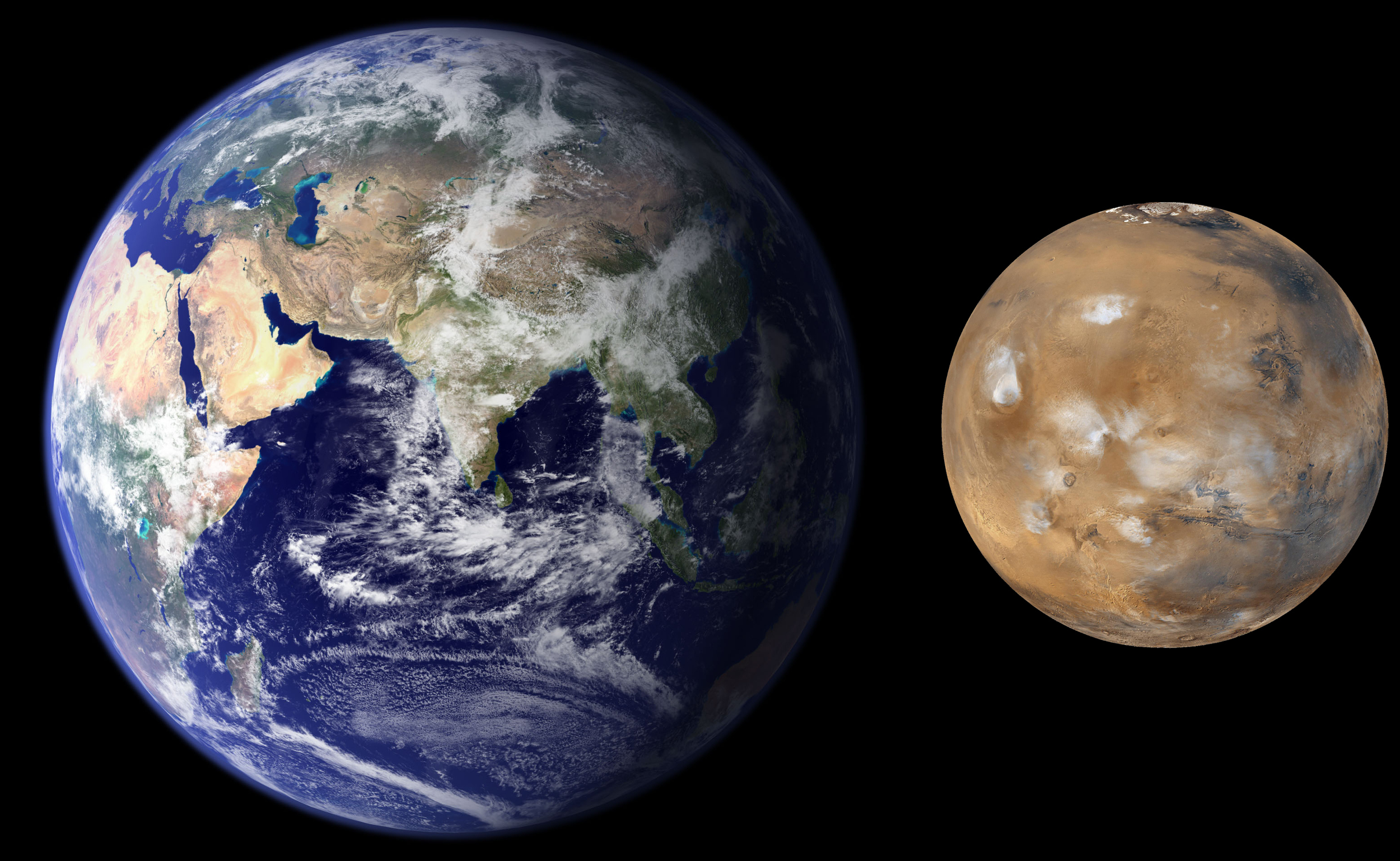 Erde und Mars im Vergleich