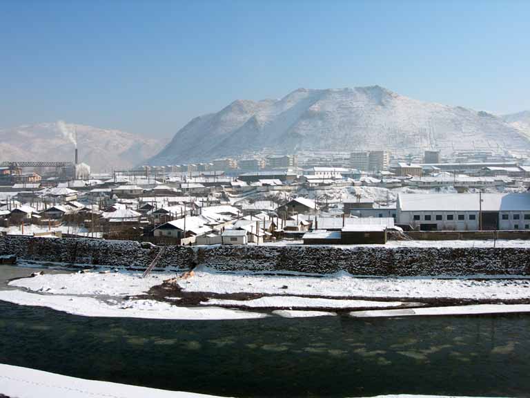 Hyesan, seen from a faux-marble faux-Tang dynasty style pleasure boat on land in the Chinese city of Changbai (photo courtesy Wikimedia)