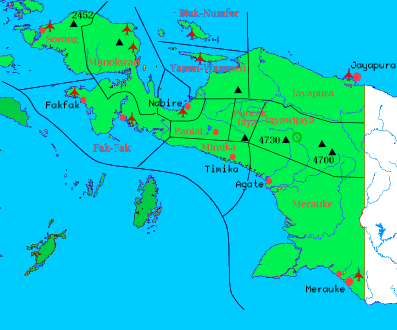 Map showing major West Papuan cities
