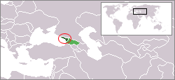 Location of Abkhazia (darker green, circled) and Georgia (lighter green)