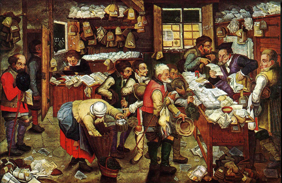 Pieter Brueghel the Younger, 'Paying the Tax (The Tax Collector)' oil on panel, 1620-1640. USC Fisher Museum of Art.jpg
