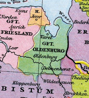 Oldenburg Deutsche Strommündungen Nordsee alte Landkarte Lithographie ca 1906
