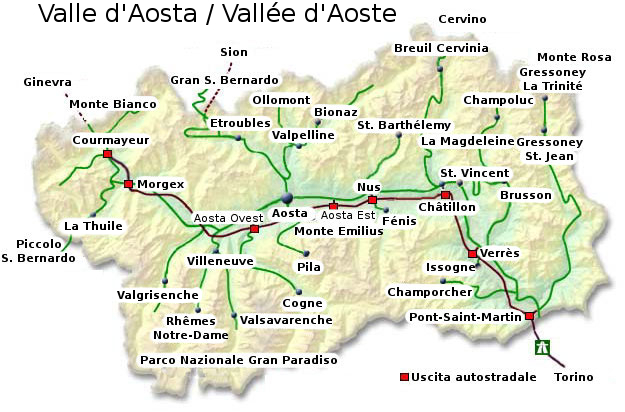 Mappa Valle dAosta - Cartina Geografica