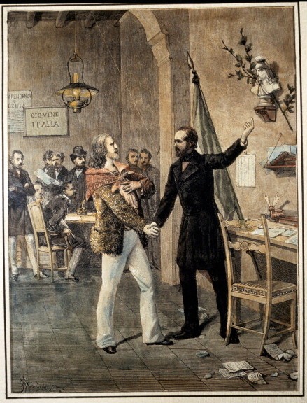 First meeting between Garibaldi and Mazzini. 