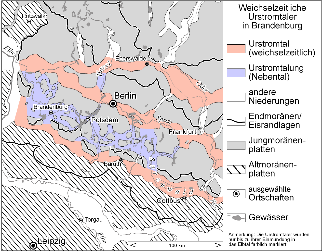 Weichselzeitliche Urstromtäler in Brandenburg