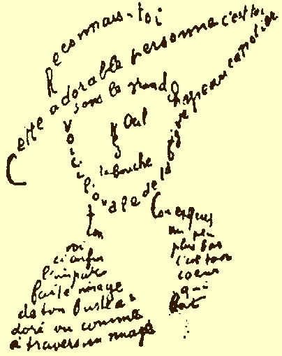 Apollinaires calligramme, 1918. (Source: Wikimedia Commons.)