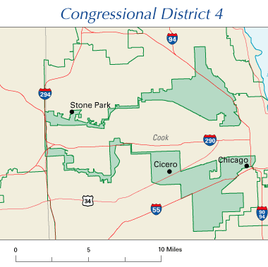 Illinois 4th District, a perfect example of gerrymandering