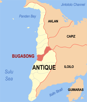 Map of Antique showing the location of Bugasong