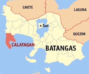 Bản đồ của Batangas với vị trí của Calatagan