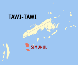 Mapa han Tawi-Tawi nga nagpapakita kon hain nahamutang an Simunul