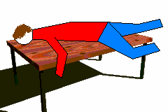 An animated cartoon of a person table wrestling