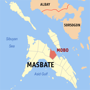 Mapa san Masbate nga nagpapakita kon hain nahamutang an Mobo