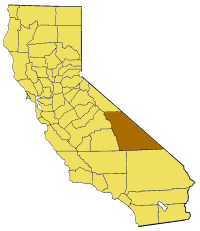 Map of California highlighting Inyo County