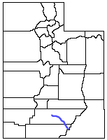 Расположение реки Эскаланте в штате Юта