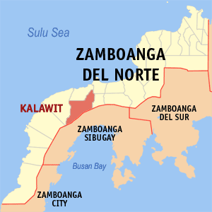 Mapa han Zamboanga del Norte nga nagpapakita kon hain nahamutangan an Kalawit