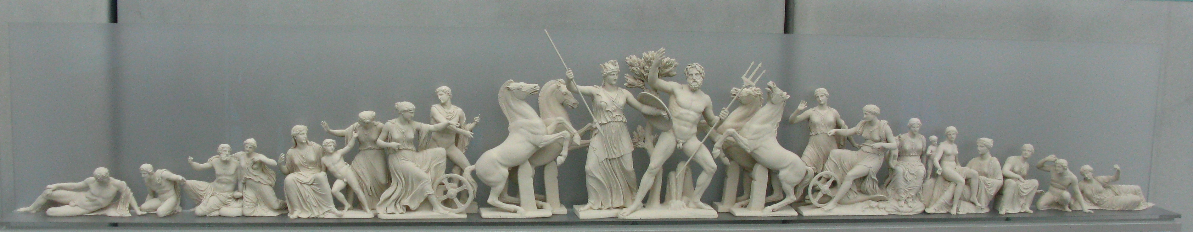 Reconstruction of the West pediment of the Parthenon, in scale. 