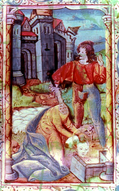 Den hellige Libarias martyrium, fra en tideb&#248;nnebok fra 1300-tallet