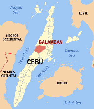 English: Map of Cebu showing the location of B...