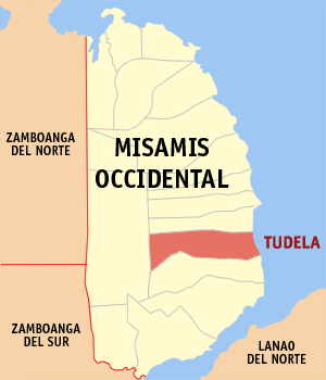Mapa sa Misamis Occidental nga nagpakita kon asa nahikmutang ang Tudela