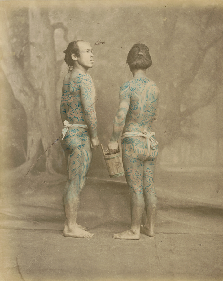 Felice Beato (1834-1907), Tattooed japanese men, ca. 1870.