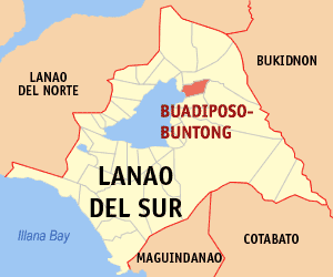 Mapa sa Lanao del Sur nga nagpakita sa nahimutangan sa Buadiposo-Buntong.