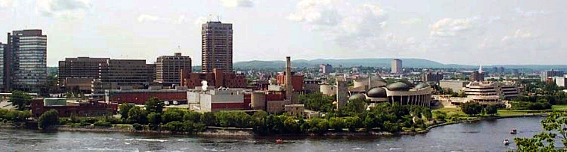  Place du Portage, Place du Centre, Scott Paper, and Museum of History along the Ottawa River in Hull