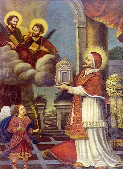 File:Pope Felix presents church to Cosmas and Damian.jpg