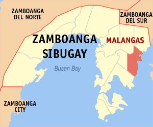 Mapa han Zamboanga Sibugay nga nagpapakita kon hain nahamutangan an Malangas