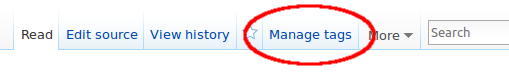 The "Manage tags" tab.