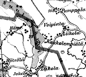 Деревня Кауколемпияля на финской карте 1923 года