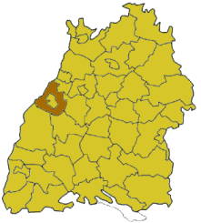 Landkreis Rastatts läge i Baden-Württemberg