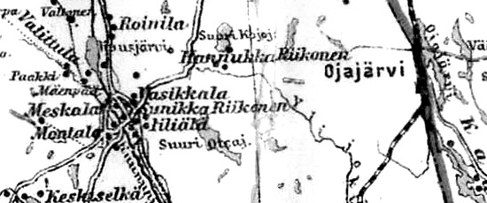 Деревня Ояярви на финской карте 1923 года