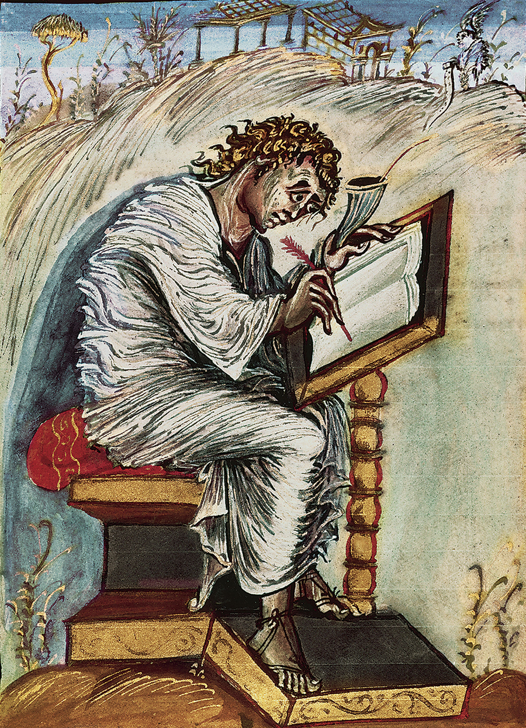 Sfîntul Matei, ilustraţie dintr-o evanghelie din sec. al XIX-lea, Épernay (Biblioteca Municipală), Franţa