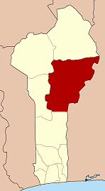 Bản đồ Benin với vị trí của tỉnh Borgou
