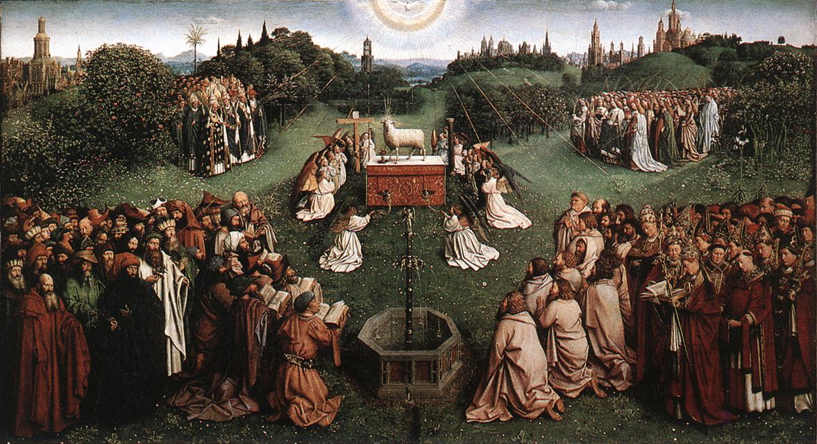 File:Jan van Eyck The Ghent Altarpiece - Adoration of the Lamb.jpg