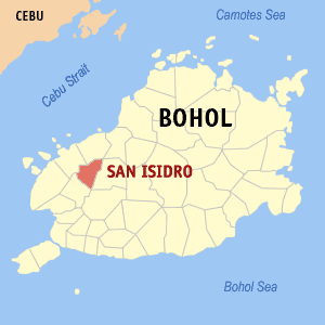 Bản đồ Bohol với vị trí của San Isidro