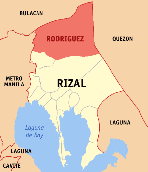 Mapa han Rizal nga nagpapakita kon hain nahimutang an Rodriguez